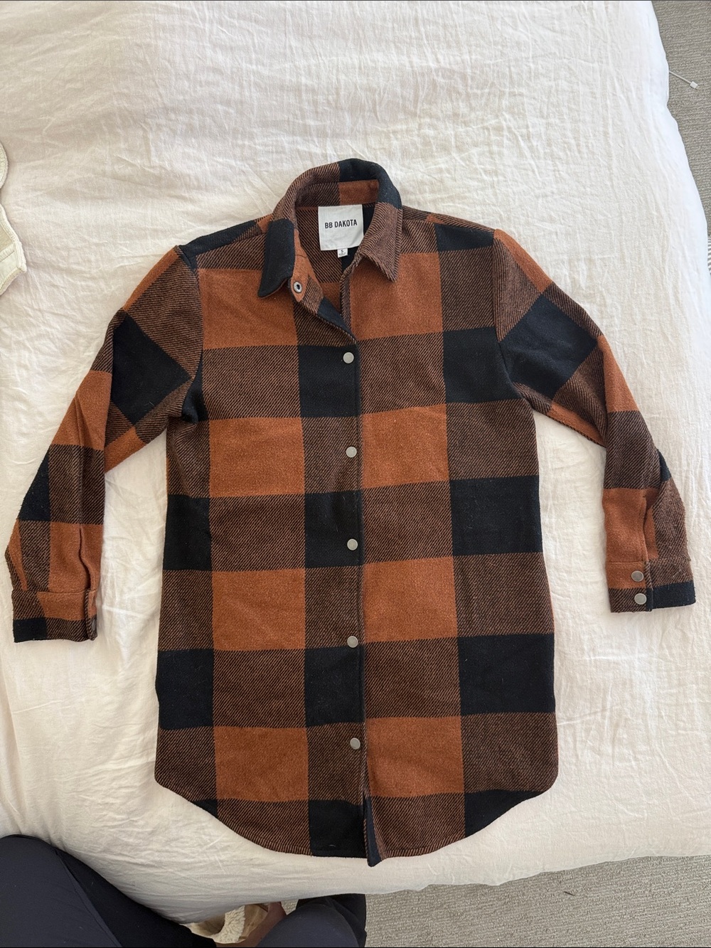 BB Dakota Orange and Black Buffalo Plaid Button-Up Shirt Jacket